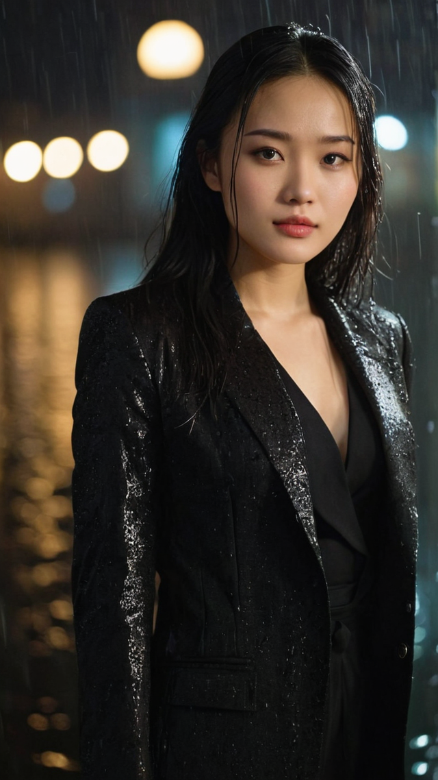 美女写真——雨中的女孩