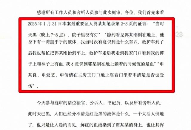 郭某刚案笔录披露：邻居证词揭关键细节，申某无路可退只得挥刀