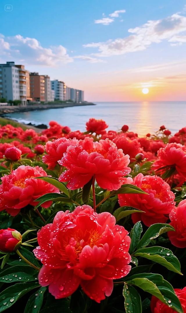 海上“牡丹花”融入海景，景致绝美，动人心弦