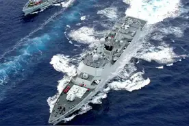 美媒评中国055驱逐舰：演习中以1敌8不切实际，美战舰可远程反制图片