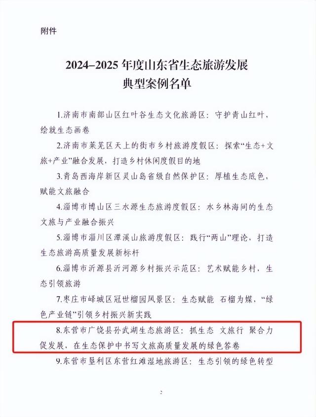 广饶孙武湖生态旅游区，入选全省典型案例！