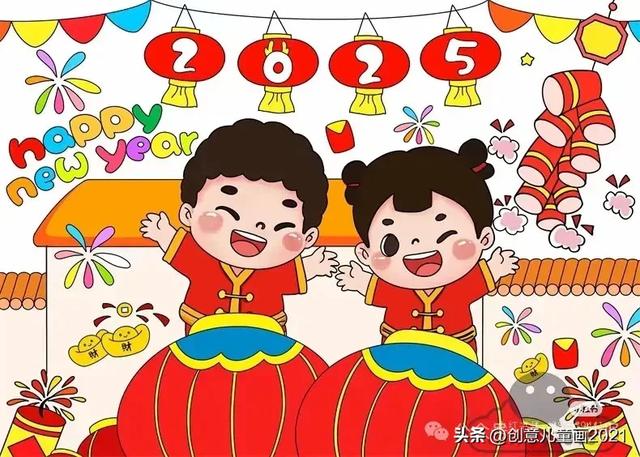 庆元旦迎新年～精选61张创意美术范画+手抄报，为孩子收藏起来！