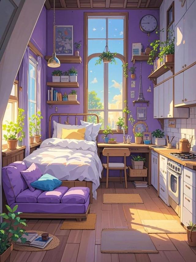 紫色治愈系小屋，心灵温暖的港湾