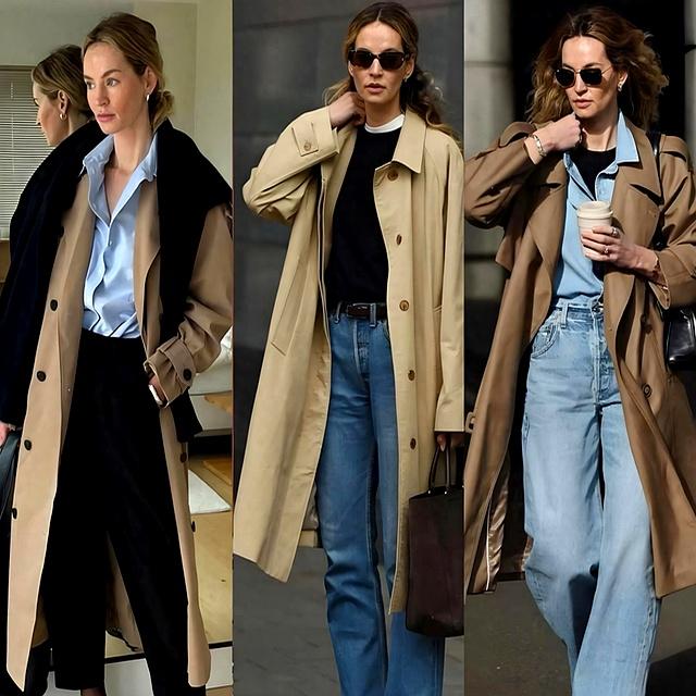 今年的“顶流”，是风衣+阔腿裤，穿对了洋气又好看！