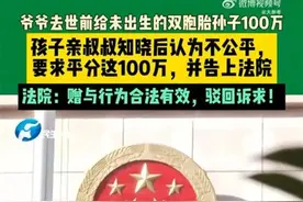 老人将百万遗产赠给尚未出生的双胞胎孙子，小儿子要求平分被驳回图片
