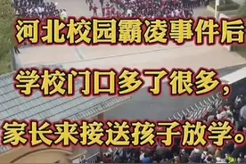 家长警醒！河北校园霸凌事件后，学校门口许多家长来接送孩子放学图片