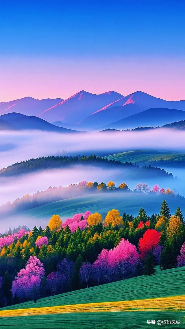 雾是山的软缎，一层叠着一层