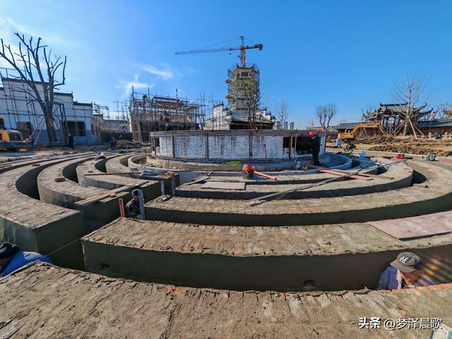 云梦祥云湾：徽派园喷泉舞台建设忙 将与老街联动焕新