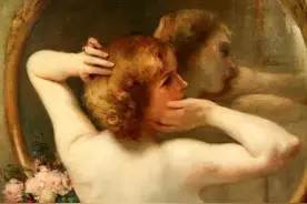 比利时画家让·弗朗索瓦笔下的镜中美女，恬静、靓丽又典雅图片