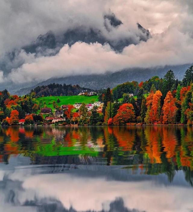 秋天的色彩，染在树上，也映在了水里