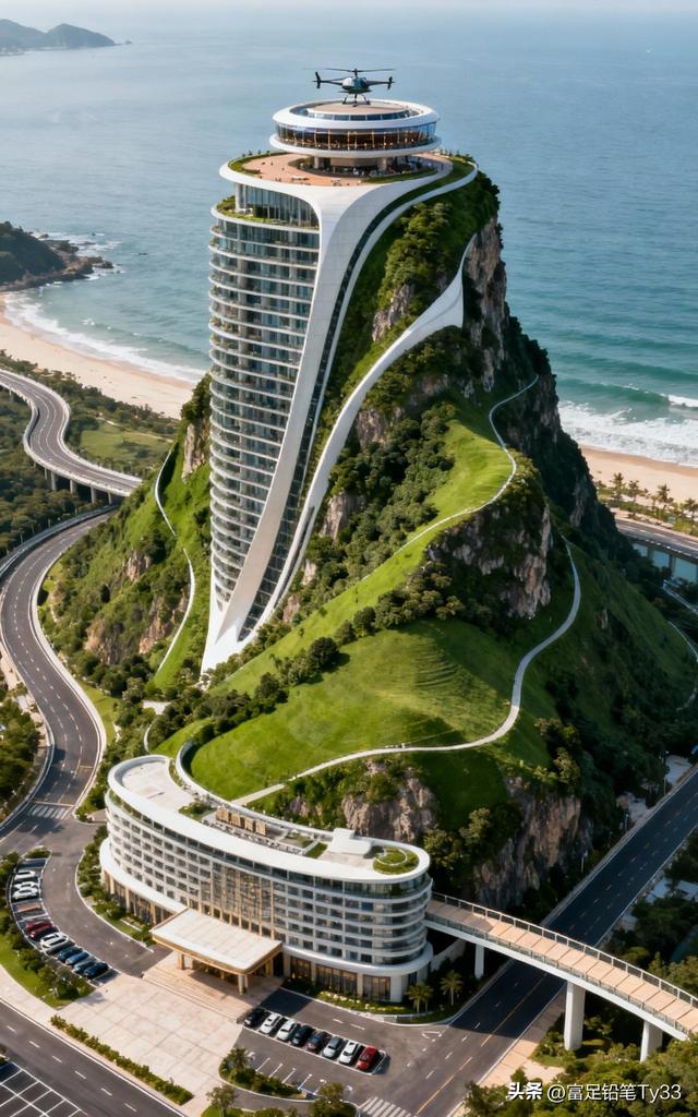 悬崖上的现代奢华酒店，俯瞰无边海景，尽享自然之美！