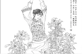 现代人物（女）传统服饰白描（高清素材）40幅图片