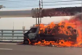 主缆被烧！深中通道深中大桥图片