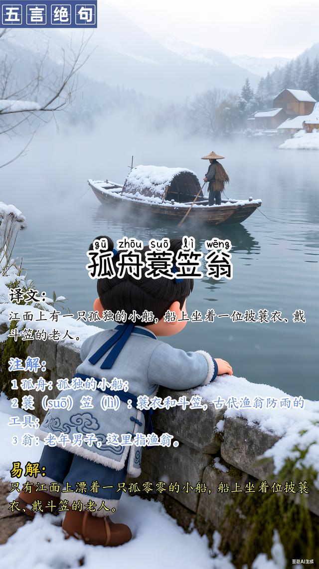 《江雪》启蒙古诗，图文+注解