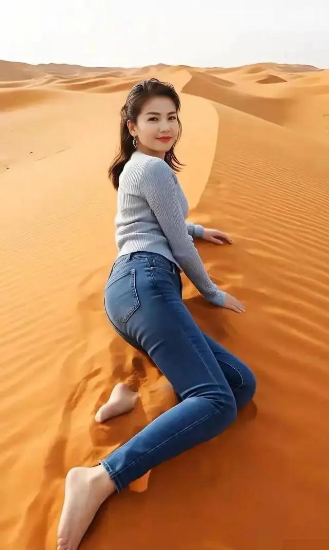 刘涛沙漠美照！“大脚丫”成亮点，两个孩子的妈，身材依旧火辣！