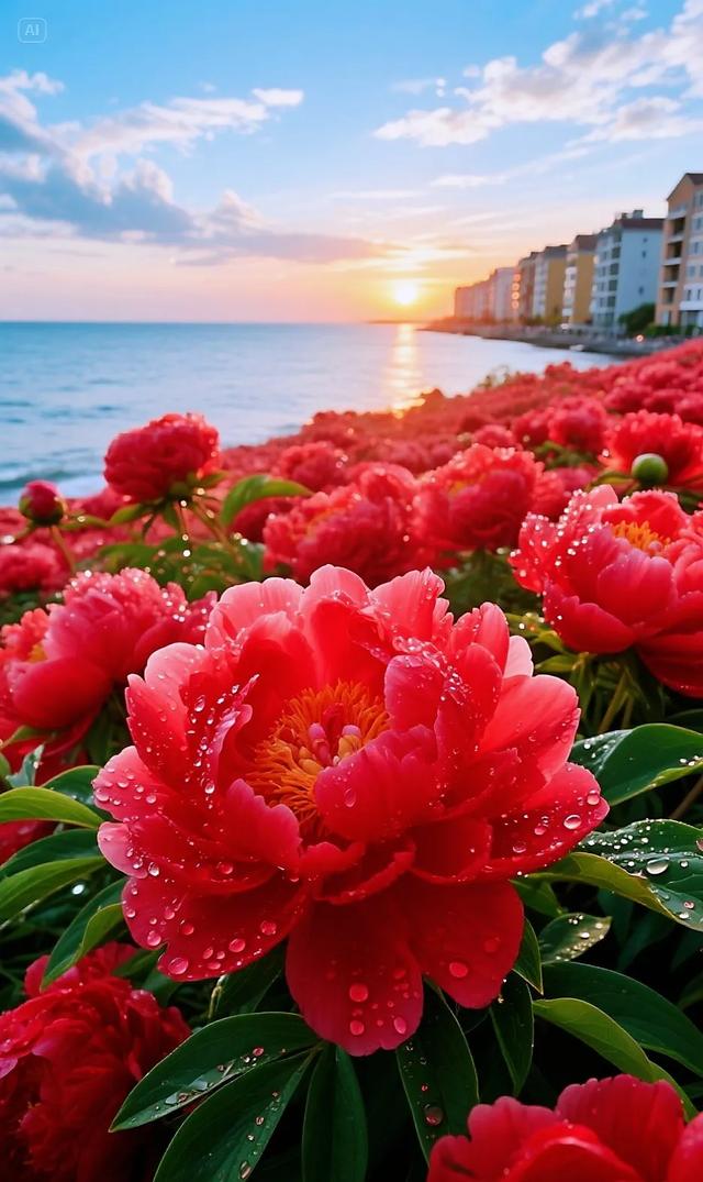 海上“牡丹花”融入海景，景致绝美，动人心弦