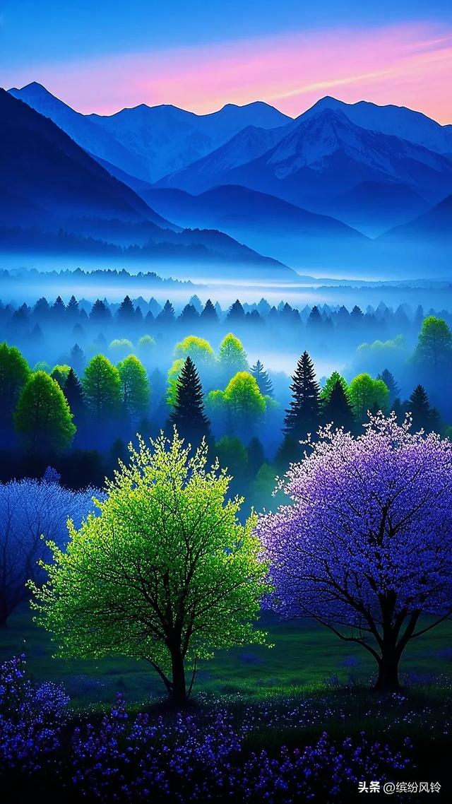 雾是山的软缎，一层叠着一层