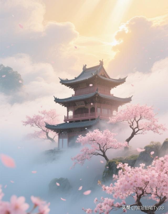 踏入仙韵古风之境：邂逅粉樱，沉醉桃源般的梦幻天地！