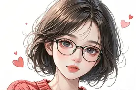 申请成为你的新头像丨红色更‘旺’一些 短发戴眼镜款图片