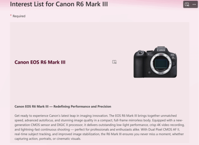 机闻速递：佳能R6M3最新消息！适马被限制？海外畅销微单相机排名