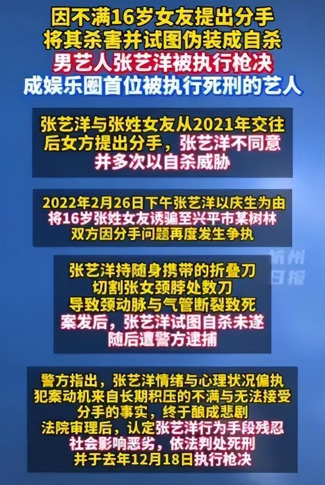 知名演员张艺洋已枪毙！中国娱乐圈首例，倪大红、李雪健被牵连