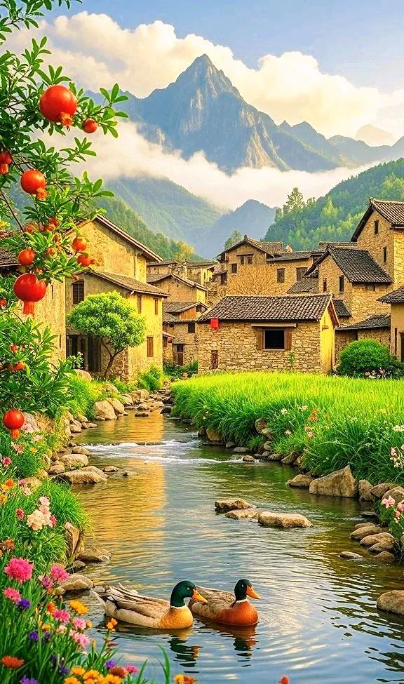 溪绕繁花，鸭戏山间——这乡村，藏着岁月的静美