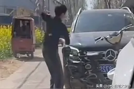闹大了，蒜苗被压大妈怒砸奔驰，车主：我赔蒜苗，车已定损她要赔图片