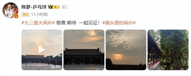 13位奥运冠军现场观看阅兵，汪顺戴着奖牌，马龙的“合照”太特殊
