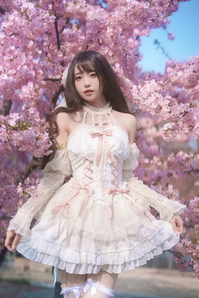 白丝洛丽塔少女樱花写真