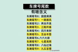 车牌号尾数有啥含义，对着看看你的是多少？仅供娱乐。图片