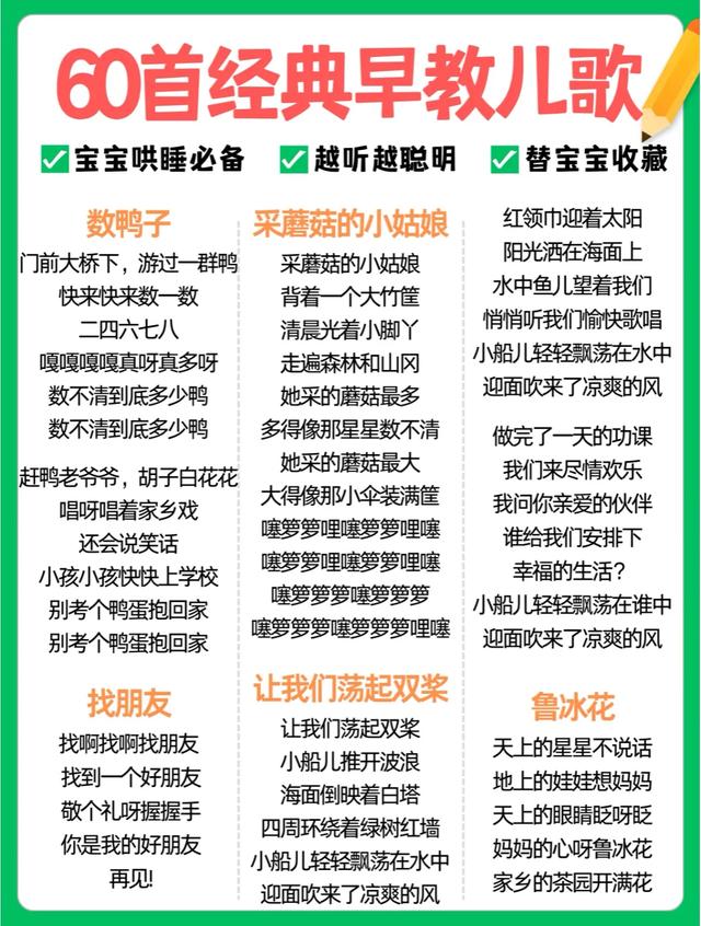0-3岁娃开口早的秘密!60首幼儿园早教儿歌,每天听宝宝早说话