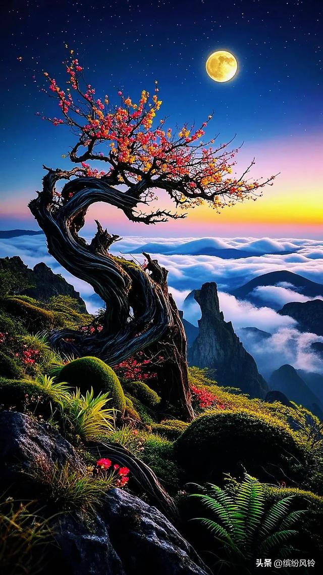 当月光吻醒云海，群山便成了仙境的注脚