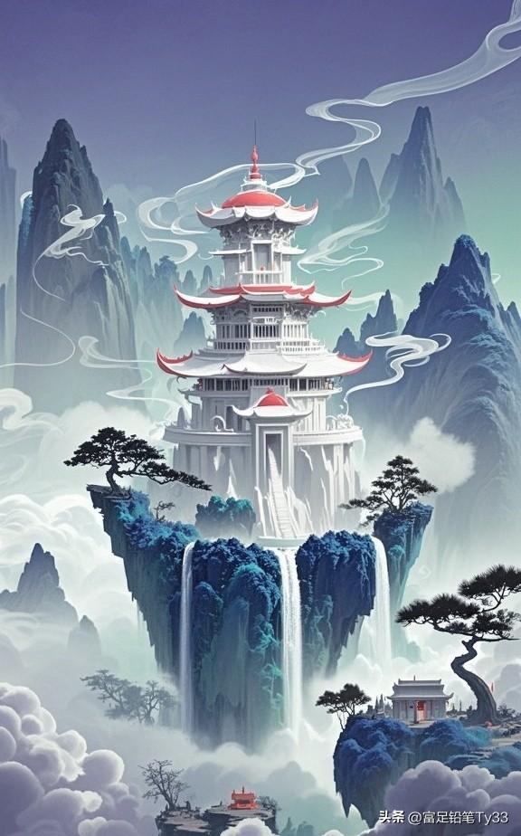 梦幻仙境；云海中的古塔，宛如仙境般飘渺！