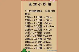 生活小常识:裤子裤腰尺寸，单位常识，看完受益匪浅！图片