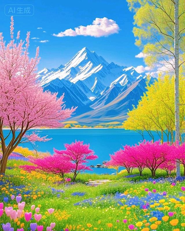 雪山下的缤纷花境，这视觉盛宴大美了