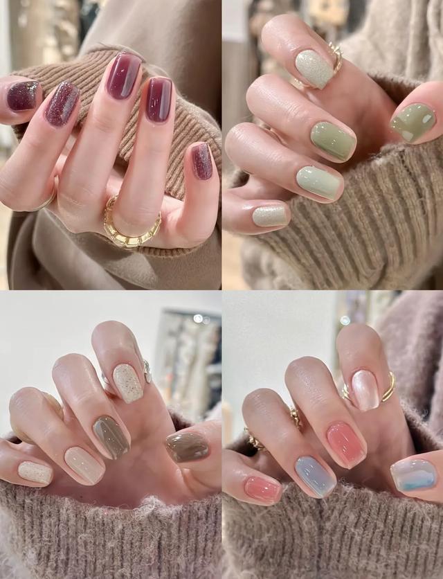 简单好看的糖果色美甲来咯