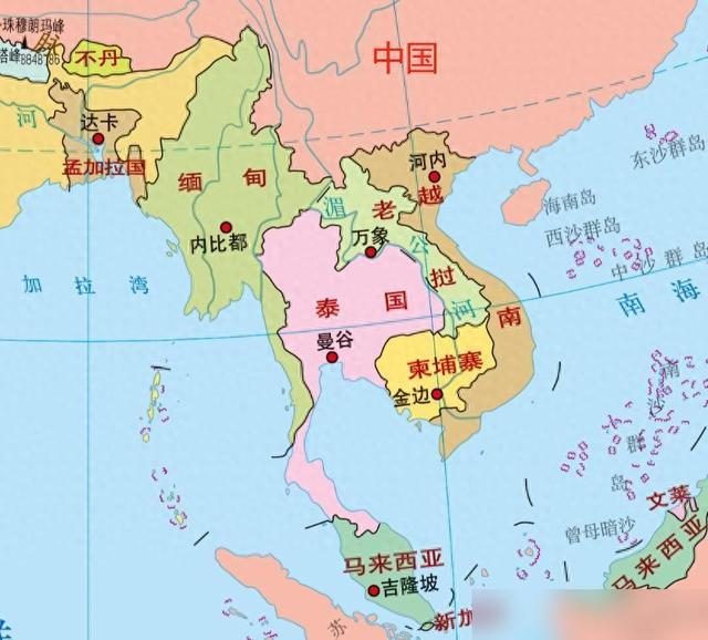 中国有领土延伸到中南半岛，面积10000多平方公里
