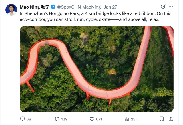 外交部发言人毛宁点赞！虹桥公园火到海外啦！