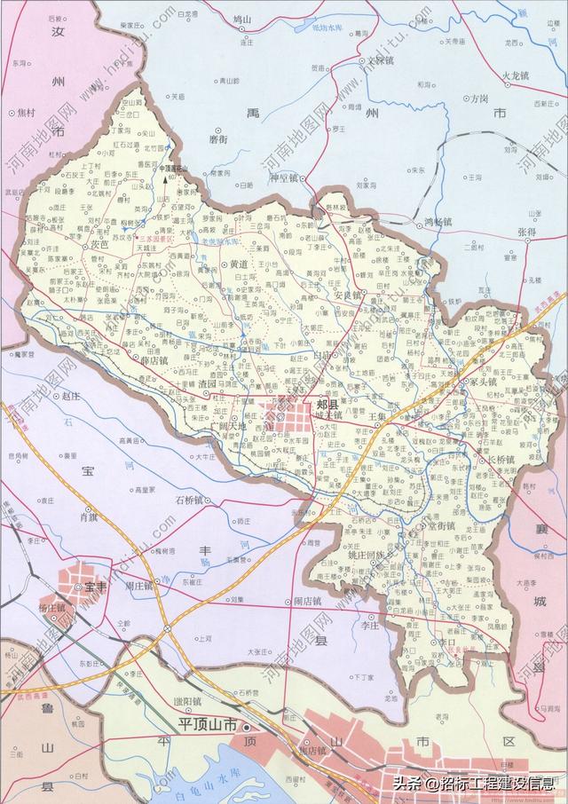 河南省平顶山市地图（含各县）-高清版