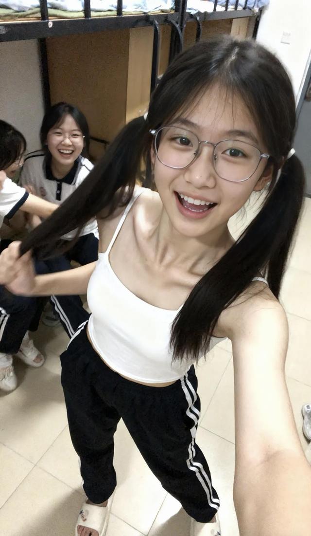 白帽衫双马尾照片火了	，宿舍随拍意外走红，原来真实比美颜更动人