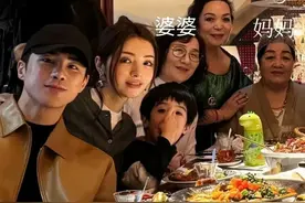 麦迪娜带婆婆回新疆过年，一家11口人吃烤全羊，姜潮雪地骑马超帅图片