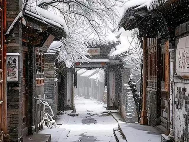 古巷深处,雪景如画
