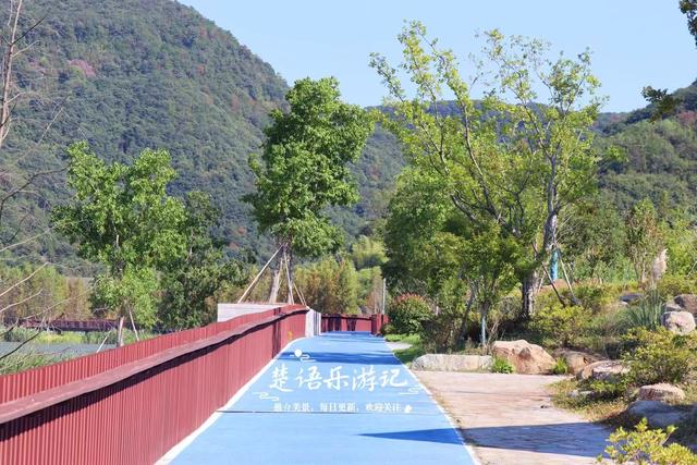 浙江绍兴少有人来的湖泊，景观步道被红杉掩映，平日秀丽秋色更美