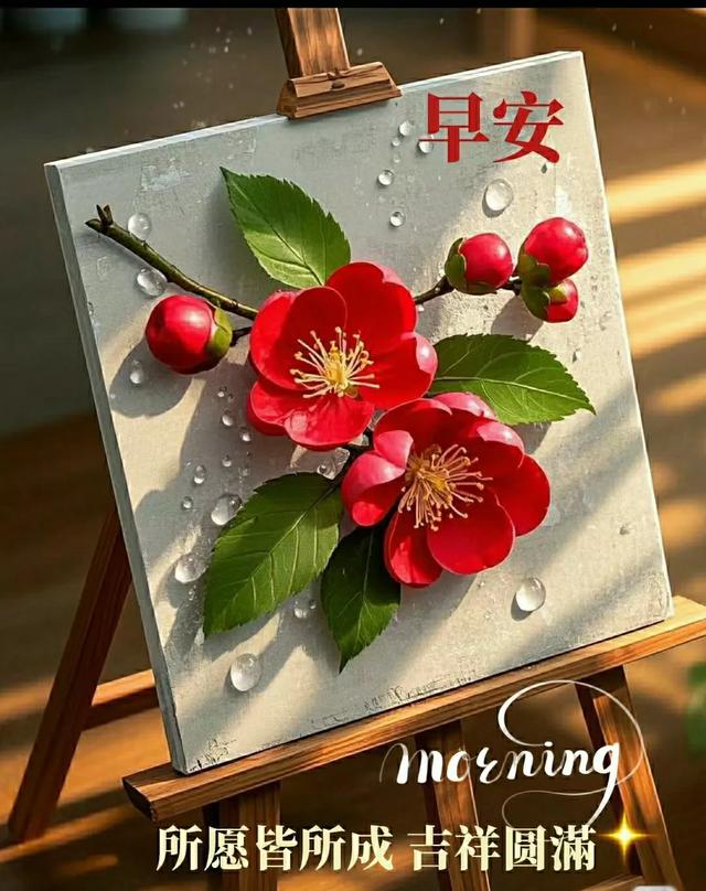 早上好早安祝福美图/静观天边云卷云舒，笑看庭前花开花落
