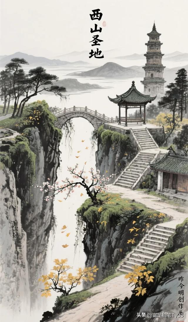 探秘西山：水墨仙境中古塔与瀑布的诗意交响！