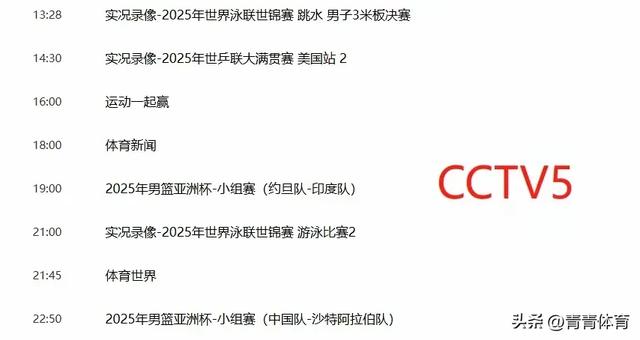 重要赛事！8月5日今晚15:00! 中央5套CCTV5、CCTV5+直播节目表