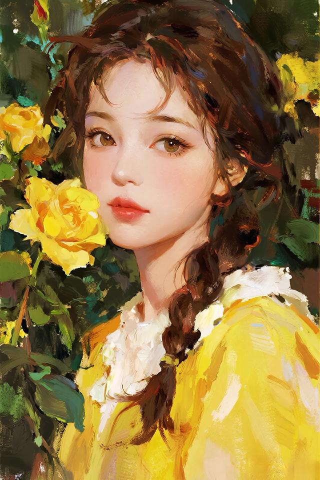 浪漫黄玫瑰｜油画欣赏