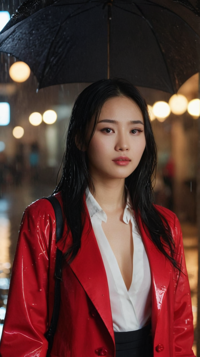 美女写真——雨中的女孩