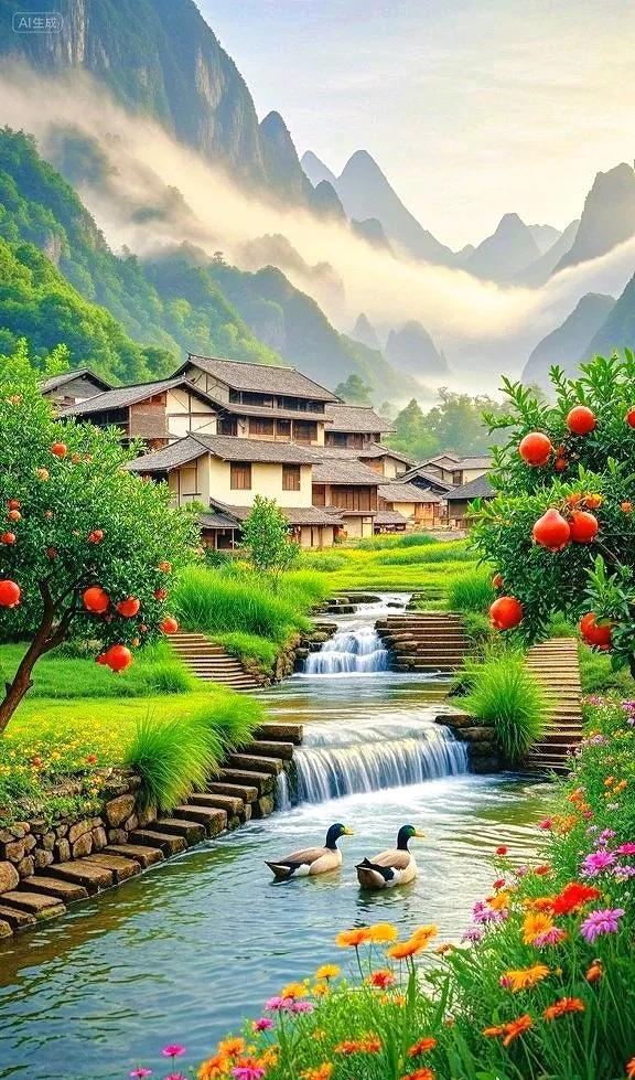 溪绕繁花，鸭戏山间——这乡村，藏着岁月的静美
