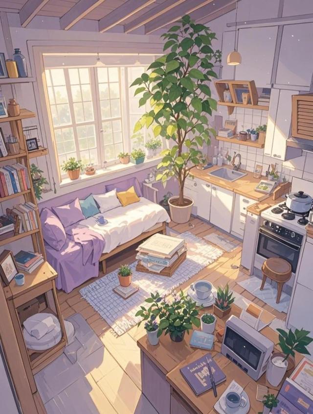 紫色治愈系小屋，心灵温暖的港湾